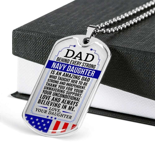 Dad Dog Tag Father’S Day Gift, Navy Daughter Gift For Dad Silver Dog Tag Military Chain Necklace Believing In Me Father's Day Rakva