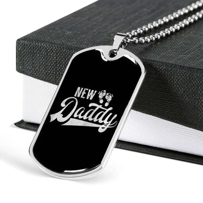 Dad Dog Tag Father’S Day Gift, New Daddy New Papa Black Dog Tag Military Chain Necklace For Dad Father's Day Rakva