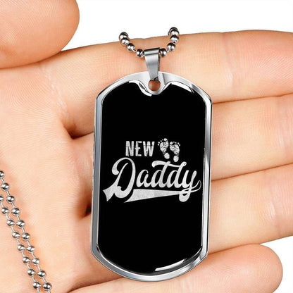 Dad Dog Tag Father’S Day Gift, New Daddy New Papa Black Dog Tag Military Chain Necklace For Dad Father's Day Rakva