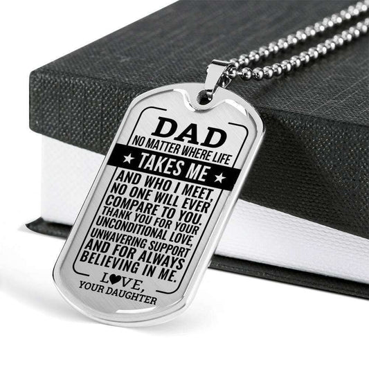 Dad Dog Tag Father’S Day Gift, No One Will Compare To You Gift For Dad Silver Dog Tag Military Chain Necklace Father's Day Rakva