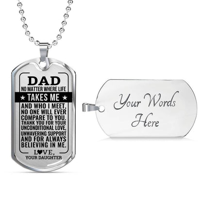 Dad Dog Tag Father’S Day Gift, No One Will Compare To You Gift For Dad Silver Dog Tag Military Chain Necklace Father's Day Rakva