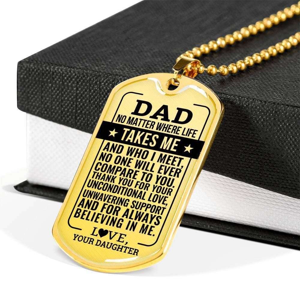 Dad Dog Tag Father’S Day Gift, No One Will Compare To You Gift For Dad Silver Dog Tag Military Chain Necklace Father's Day Rakva