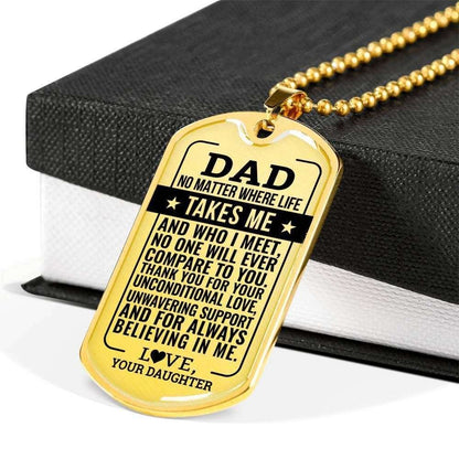 Dad Dog Tag Father’S Day Gift, No One Will Compare To You Gift For Dad Silver Dog Tag Military Chain Necklace Father's Day Rakva