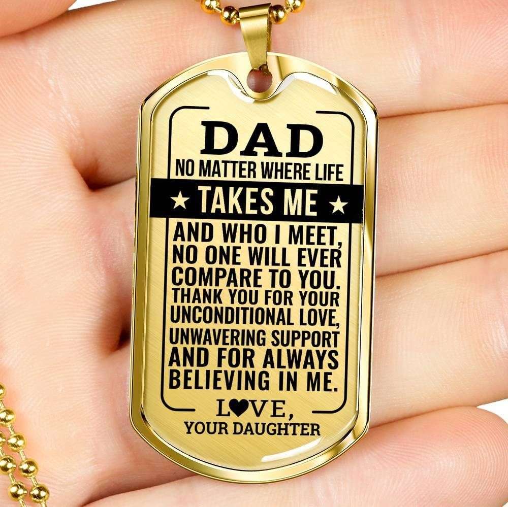 Dad Dog Tag Father’S Day Gift, No One Will Compare To You Gift For Dad Silver Dog Tag Military Chain Necklace Father's Day Rakva