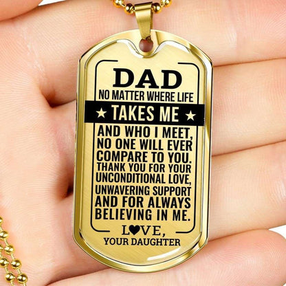 Dad Dog Tag Father’S Day Gift, No One Will Compare To You Gift For Dad Silver Dog Tag Military Chain Necklace Father's Day Rakva