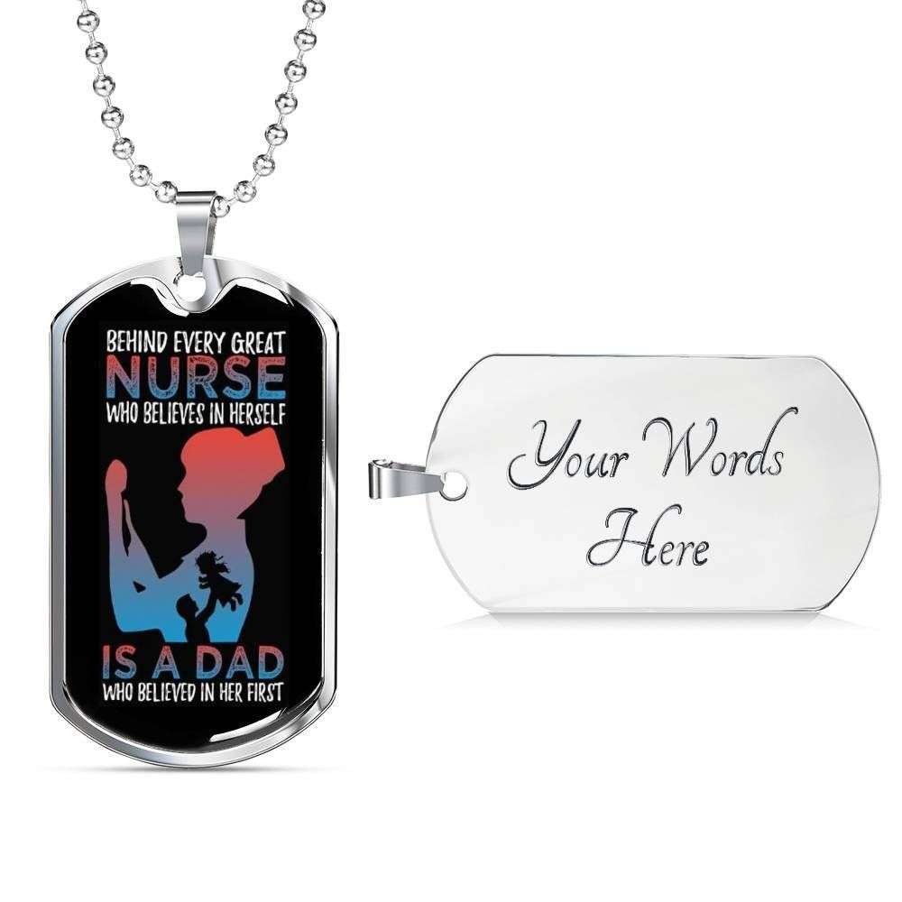 Dad Dog Tag Father’S Day Gift, Nurse Dad Dog Tag Military Chain Pendant With Military Ball Chain Gift For Dad Dog Tag Father's Day Rakva