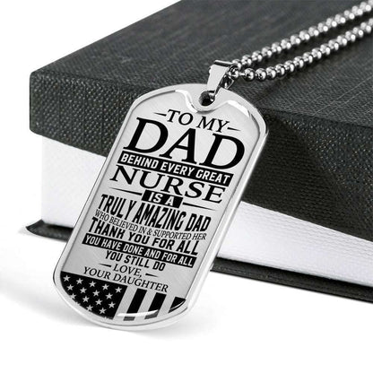 Dad Dog Tag Father’S Day Gift, Nurse’S Dad “ Thank You For All You Do “ Love Daughter Dog Tag Military Chain Custom Engraved Father's Day Rakva