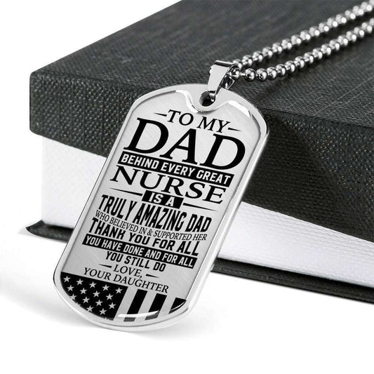 Dad Dog Tag Father’S Day Gift, Nurse’S Dad “ Thank You For All You Do “ Love Daughter Dog Tag Military Chain Custom Engraved Father's Day Rakva