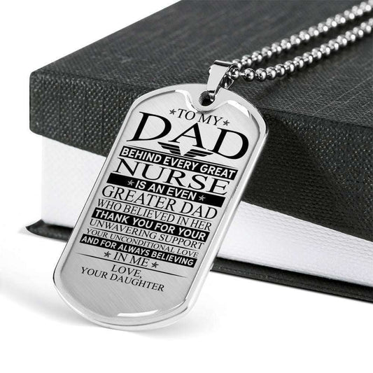 Dad Dog Tag Father’S Day Gift, Nurse’S Dad Unconditional Love Dog Tag Military Chain Necklace Engraved Father's Day Rakva