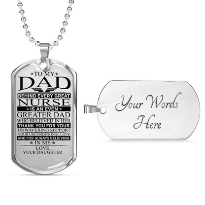 Dad Dog Tag Father’S Day Gift, Nurse’S Dad Unconditional Love Dog Tag Military Chain Necklace Engraved Father's Day Rakva