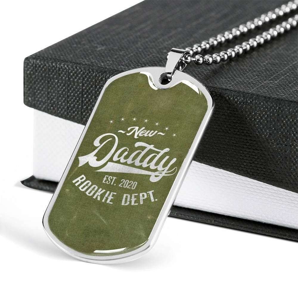 Dad Dog Tag Father’S Day Gift, Olive Rookie Dept One Appreciation Dog Tag Military Chain Necklace For Dad Father's Day Rakva