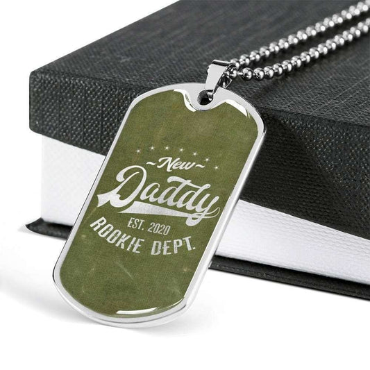 Dad Dog Tag Father’S Day Gift, Olive Rookie Dept One Appreciation Dog Tag Military Chain Necklace For Dad Father's Day Rakva