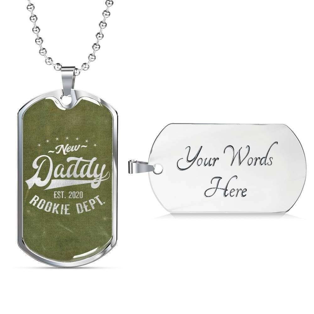 Dad Dog Tag Father’S Day Gift, Olive Rookie Dept One Appreciation Dog Tag Military Chain Necklace For Dad Father's Day Rakva