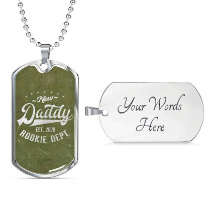 Dad Dog Tag Father’S Day Gift, Olive Rookie Dept One Appreciation Dog Tag Military Chain Necklace For Dad Father's Day Rakva