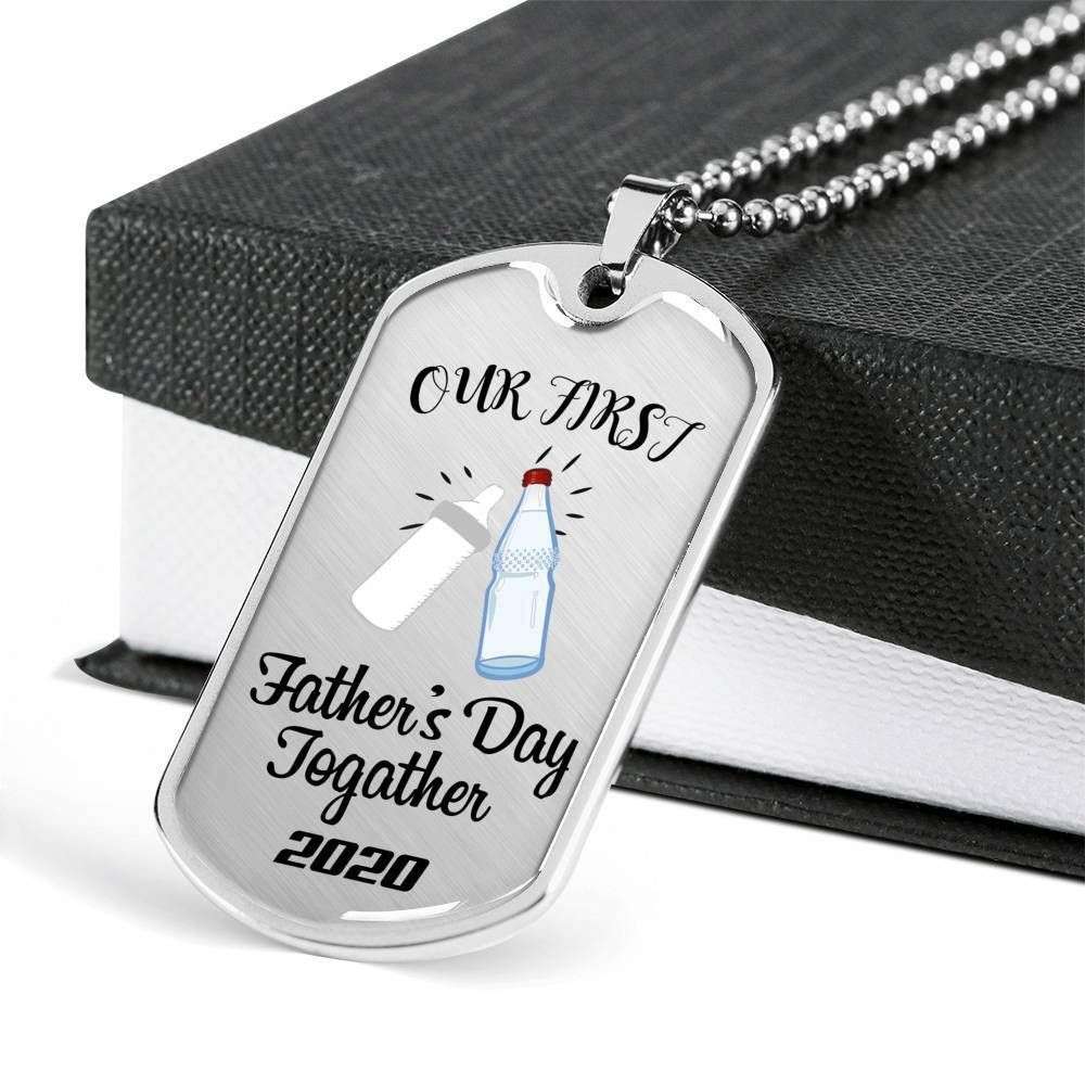 Dad Dog Tag Father’S Day Gift, Our First Father’S Day Dog Tag Military Chain Necklace Gift For Daddy Father's Day Rakva