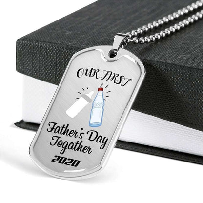 Dad Dog Tag Father’S Day Gift, Our First Father’S Day Dog Tag Military Chain Necklace Gift For Daddy Father's Day Rakva