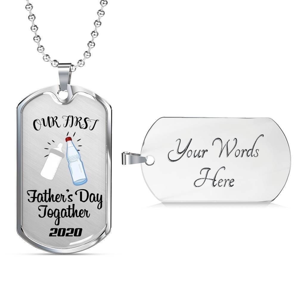 Dad Dog Tag Father’S Day Gift, Our First Father’S Day Dog Tag Military Chain Necklace Gift For Daddy Father's Day Rakva