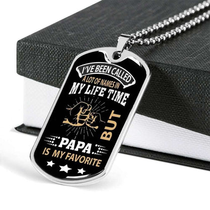 Dad Dog Tag Father’S Day Gift, Papa Is My Favorite Dog Tag Military Chain Necklace Father’S Day Gift For Dad Father's Day Rakva