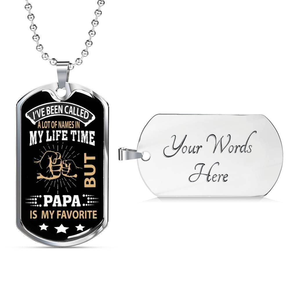 Dad Dog Tag Father’S Day Gift, Papa Is My Favorite Dog Tag Military Chain Necklace Father’S Day Gift For Dad Father's Day Rakva