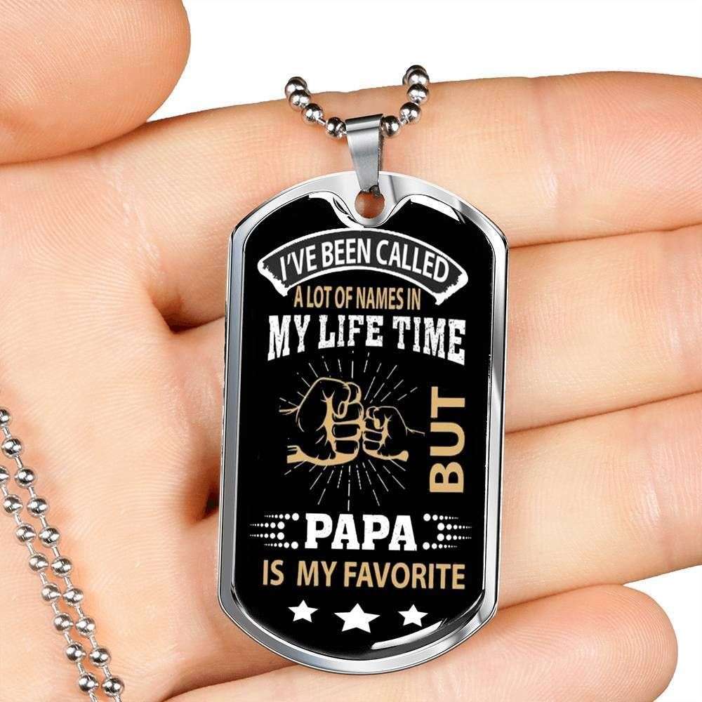 Dad Dog Tag Father’S Day Gift, Papa Is My Favorite Dog Tag Military Chain Necklace Father’S Day Gift For Dad Father's Day Rakva