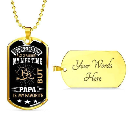 Dad Dog Tag Father’S Day Gift, Papa Is My Favorite Dog Tag Military Chain Necklace Father’S Day Gift For Dad Father's Day Rakva
