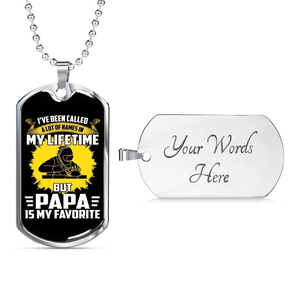 Dad Dog Tag Father’S Day Gift, Papa Is My Favorite Dog Tag Military Chain Necklace For Dad Father's Day Rakva