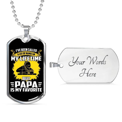 Dad Dog Tag Father’S Day Gift, Papa Is My Favorite Dog Tag Military Chain Necklace For Dad Father's Day Rakva