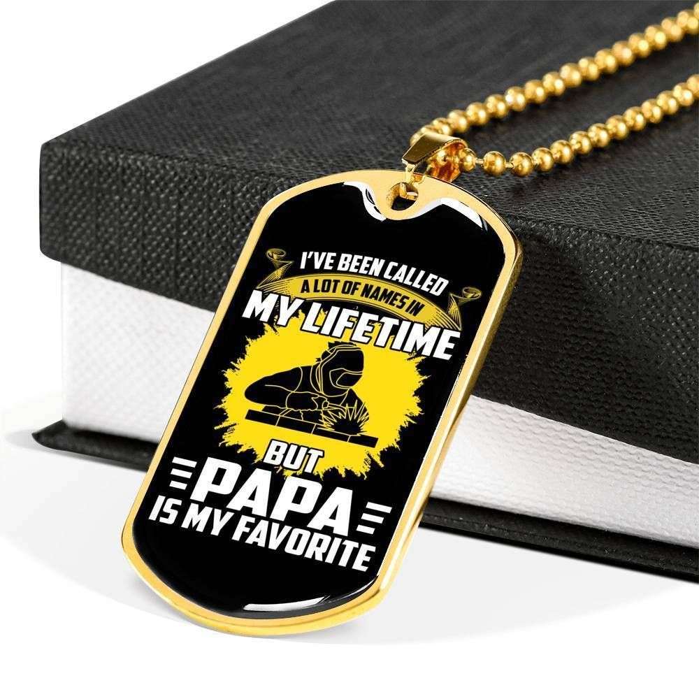 Dad Dog Tag Father’S Day Gift, Papa Is My Favorite Dog Tag Military Chain Necklace For Dad Father's Day Rakva