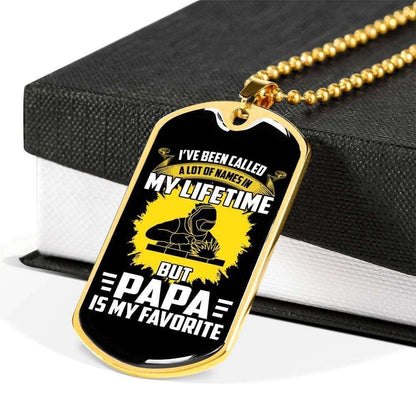 Dad Dog Tag Father’S Day Gift, Papa Is My Favorite Dog Tag Military Chain Necklace For Dad Father's Day Rakva