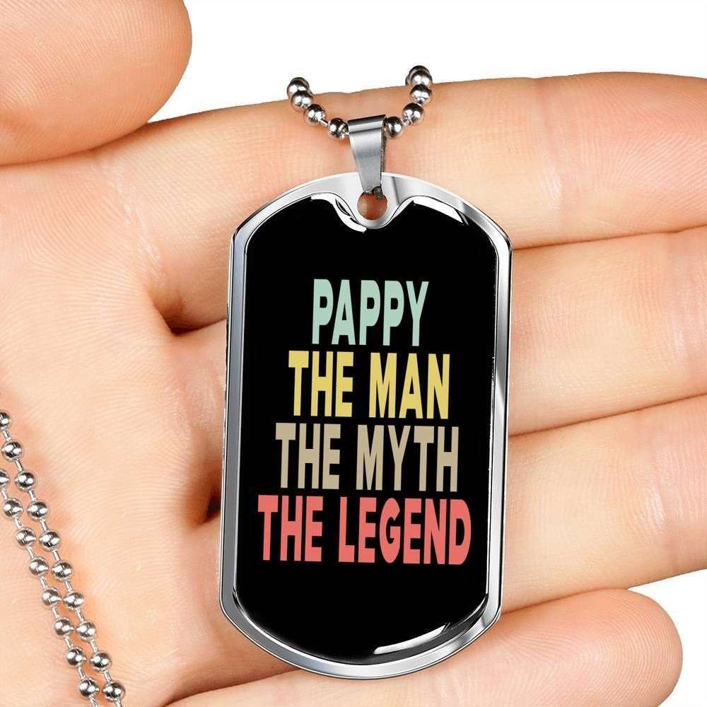 Dad Dog Tag Father’S Day Gift, Pappy The Man The Myth The Legend Dog Tag Military Chain Necklace For Dad Father's Day Rakva