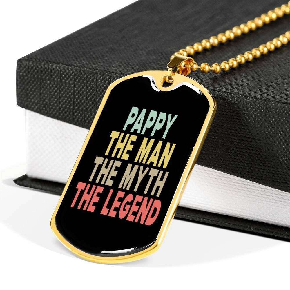 Dad Dog Tag Father’S Day Gift, Pappy The Man The Myth The Legend Dog Tag Military Chain Necklace For Dad Father's Day Rakva