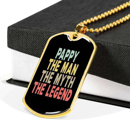 Dad Dog Tag Father’S Day Gift, Pappy The Man The Myth The Legend Dog Tag Military Chain Necklace For Dad Father's Day Rakva