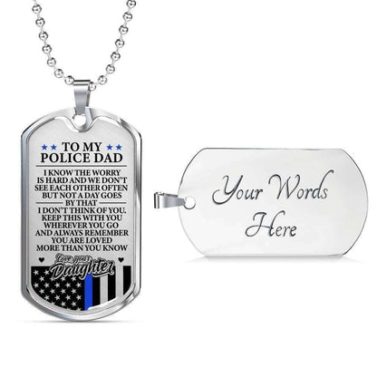 Dad Dog Tag Father’S Day Gift, Police Officer’S Dad Loved More Than You Know Dog Tag Military Chain Necklace Custom Engraved Father's Day Rakva