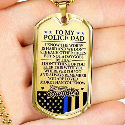 Dad Dog Tag Father’S Day Gift, Police Officer’S Dad Loved More Than You Know Dog Tag Military Chain Necklace Custom Engraved Father's Day Rakva