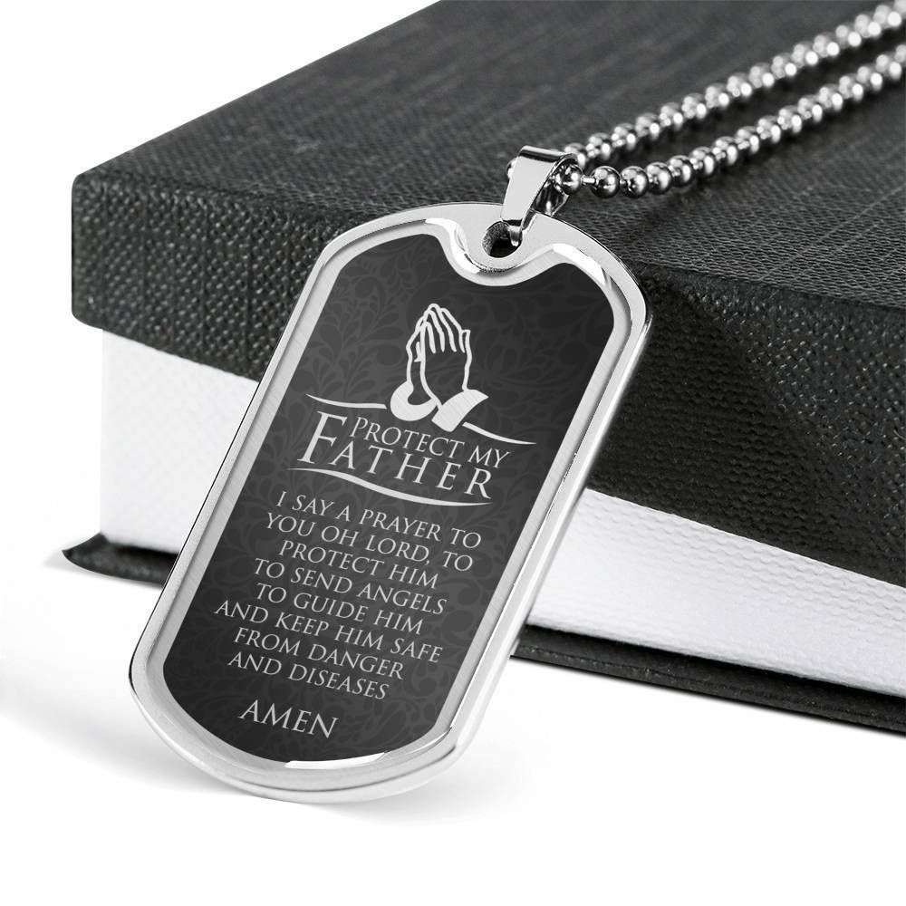 Dad Dog Tag Father’S Day Gift, Protect My Father- Dog Tag Military Chain Necklace Father's Day Rakva