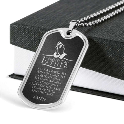 Dad Dog Tag Father’S Day Gift, Protect My Father- Dog Tag Military Chain Necklace Father's Day Rakva