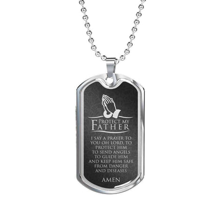 Dad Dog Tag Father’S Day Gift, Protect My Father- Dog Tag Military Chain Necklace Father's Day Rakva