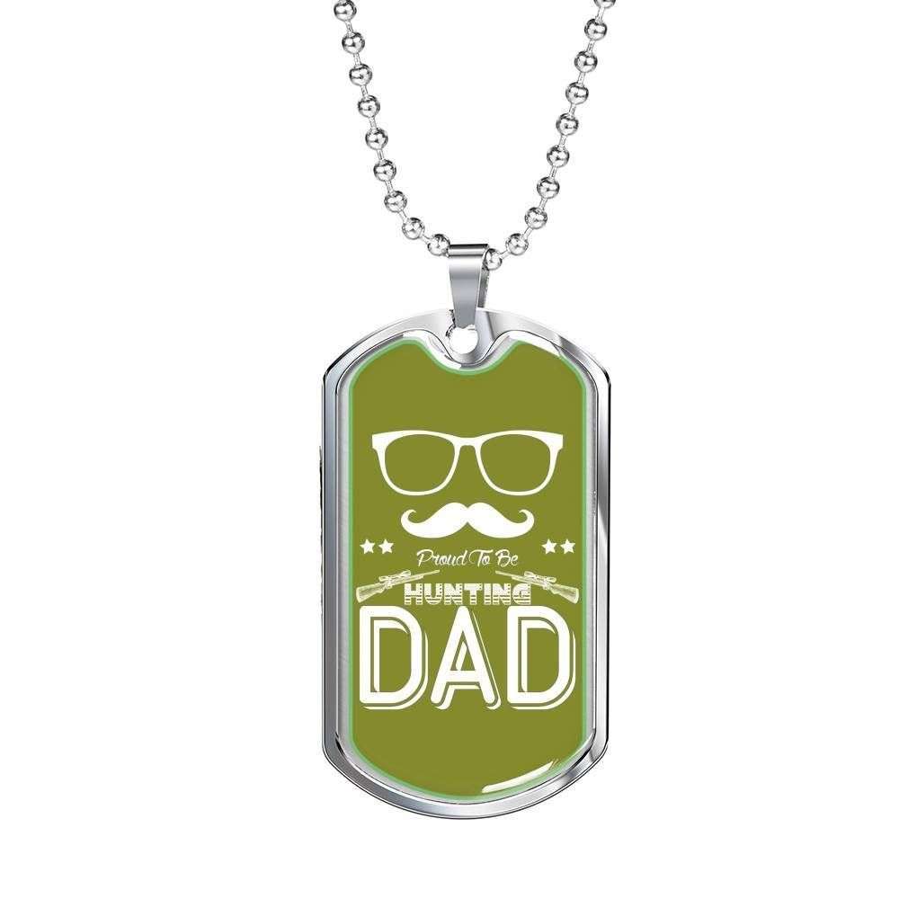 Dad Dog Tag Father’S Day Gift, Proud To Be Hunting Dad Dog Tag Military Chain Necklace For Dad Dog Tag Father's Day Rakva