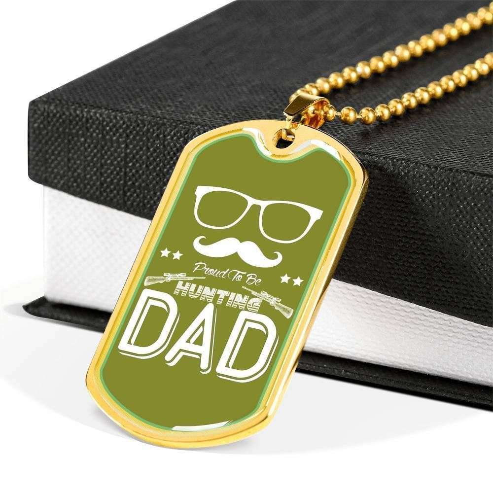 Dad Dog Tag Father’S Day Gift, Proud To Be Hunting Dad Dog Tag Military Chain Necklace For Dad Dog Tag Father's Day Rakva