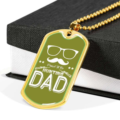 Dad Dog Tag Father’S Day Gift, Proud To Be Hunting Dad Dog Tag Military Chain Necklace For Dad Dog Tag Father's Day Rakva
