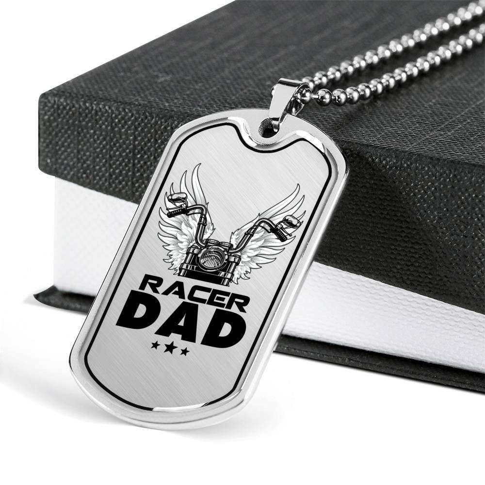 Dad Dog Tag Father’S Day Gift, Racer Dad Dog Tag Military Chain Necklace Gift For Daddy Dog Tag Father's Day Rakva