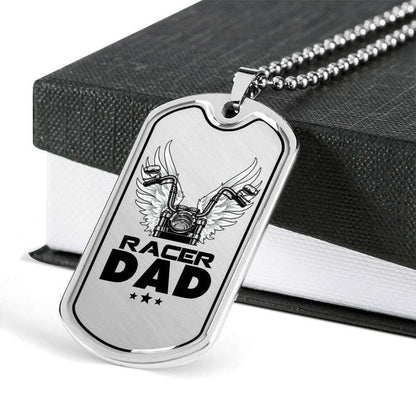 Dad Dog Tag Father’S Day Gift, Racer Dad Dog Tag Military Chain Necklace Gift For Daddy Dog Tag Father's Day Rakva