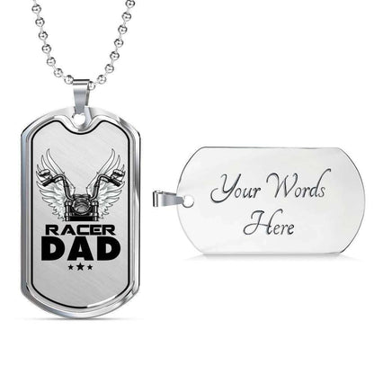 Dad Dog Tag Father’S Day Gift, Racer Dad Dog Tag Military Chain Necklace Gift For Daddy Dog Tag Father's Day Rakva