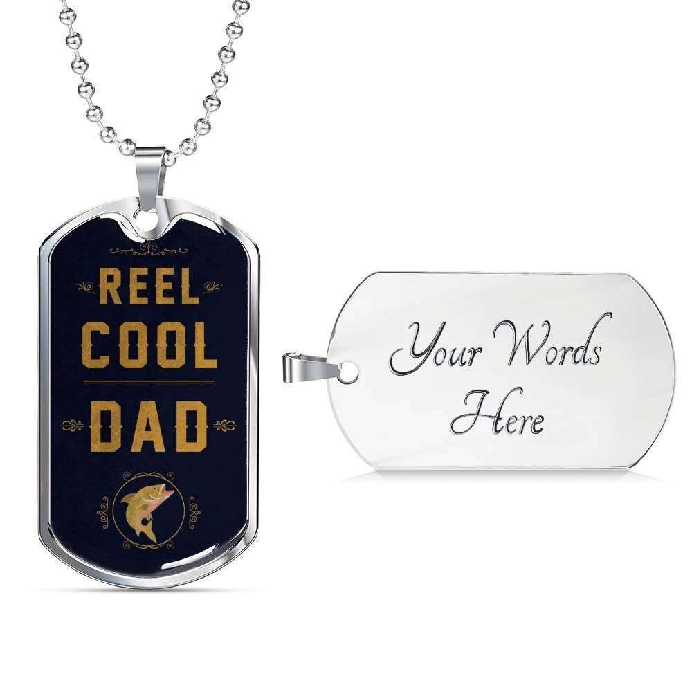 Dad Dog Tag Father’S Day Gift, Reel Cool Dad Dog Tag Military Chain Necklace For Dad Dog Tag Father's Day Rakva
