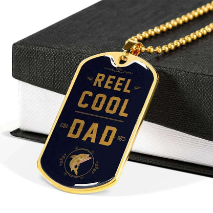 Dad Dog Tag Father’S Day Gift, Reel Cool Dad Dog Tag Military Chain Necklace For Dad Dog Tag Father's Day Rakva