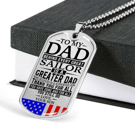 Dad Dog Tag Father’S Day Gift, Sailor’S Dad “ Thank You For All You Do “ Love Son Dog Tag Military Chain Custom Engraved Father's Day Rakva