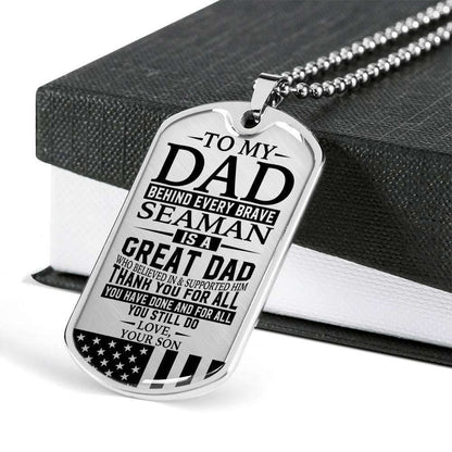 Dad Dog Tag Father’S Day Gift, Seaman’S Dad “ Thank You For All You Do “ Love Son Dog Tag Military Chain Engraved Father's Day Rakva