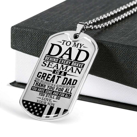 Dad Dog Tag Father’S Day Gift, Seaman’S Dad “ Thank You For All You Do “ Love Son Dog Tag Military Chain Engraved Father's Day Rakva