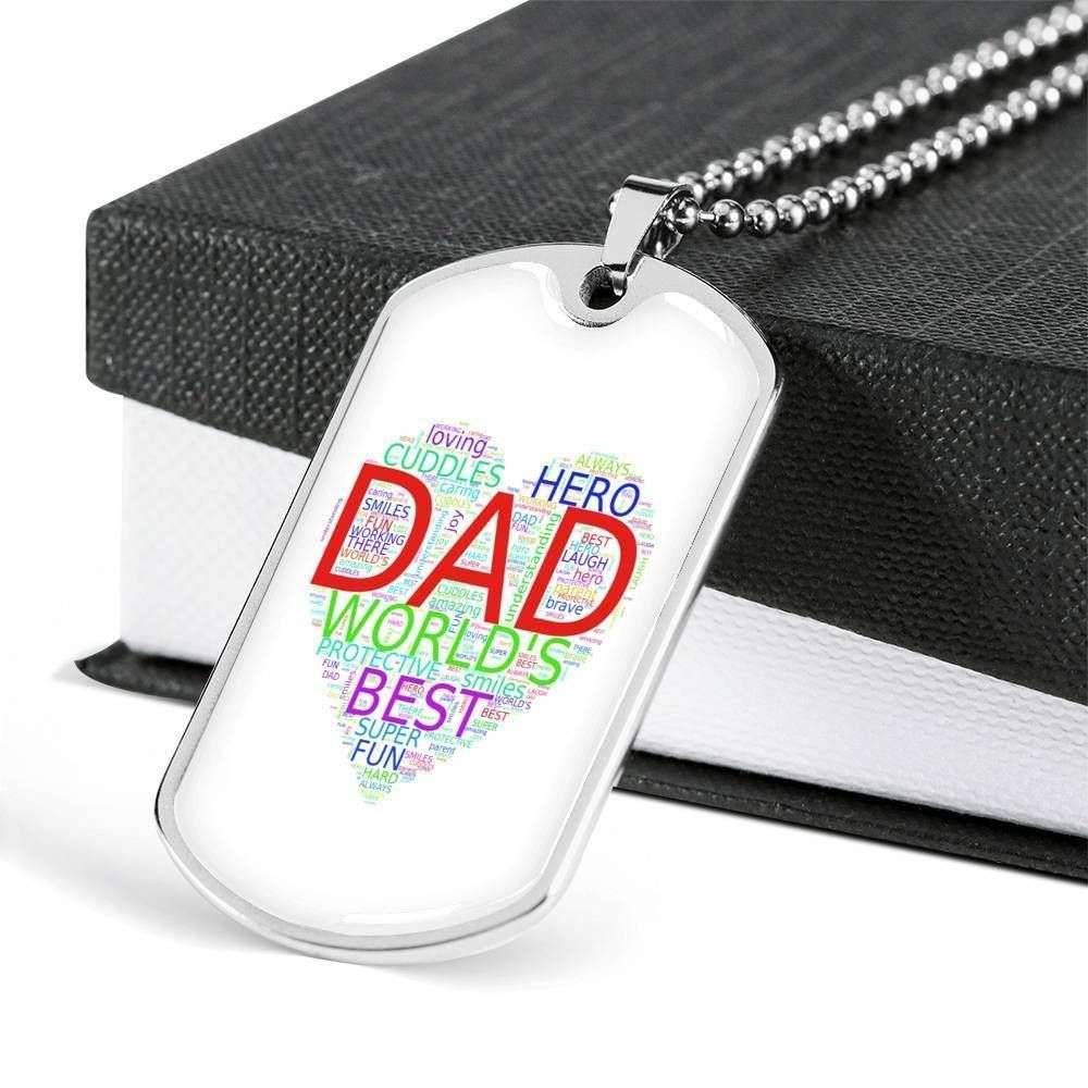 Dad Dog Tag Father’S Day Gift, Something About Dad Dog Tag Military Chain Necklace Gift For Daddy Dog Tag Father's Day Rakva