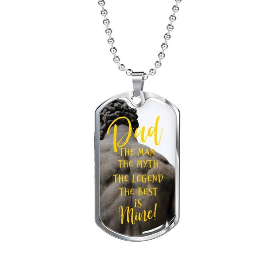 Dad Dog Tag Father’S Day Gift, Son Dog Tag, The Man Myth Legend Dog Tag Military Chain Necklace Gift For Daddy Father's Day Rakva
